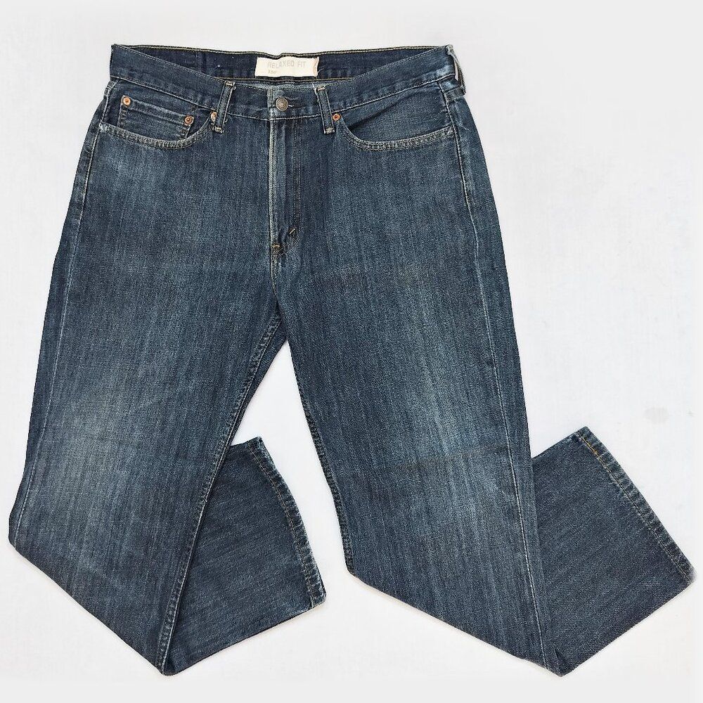 Vintage LEVI'S 550 Relaxed Fit Jeans 90s Y2K Blue Dark Wash Denim Sz 36x29